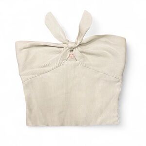 Lottie Moss - White Ribbed Knot Tank Top